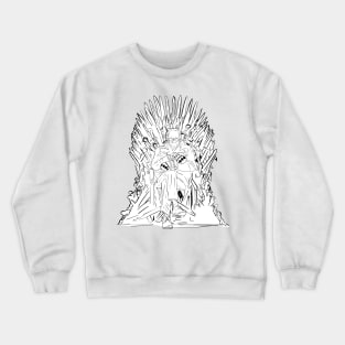 Bernie Sanders meme with mittens on a throne of spades - black and white Crewneck Sweatshirt